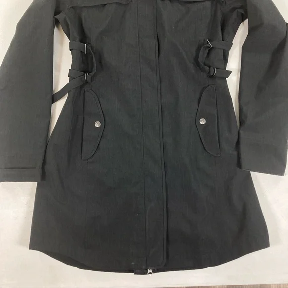 ATHLETA Midtown Rain Trench Coat Hooded | Dark Gray | Women’s Size M Waterproof - Picture 4 of 16